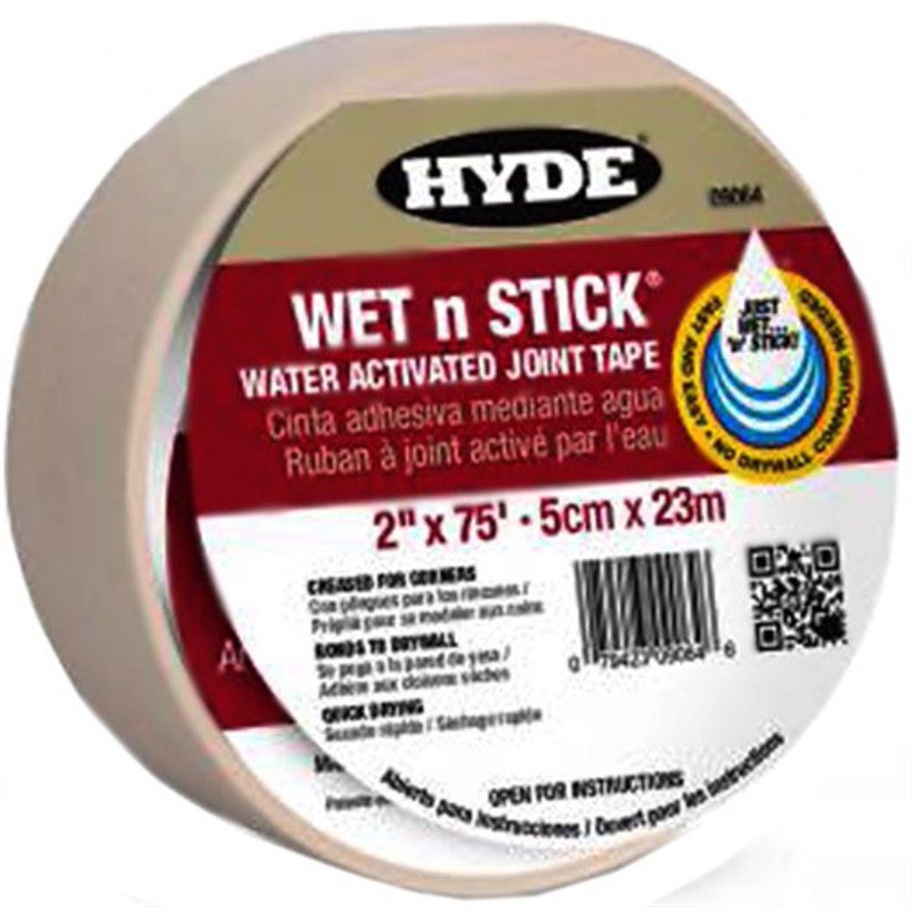 09064 2"X75' Wet & Stick Drywall Joint Tape, Hyde Mfg, EACH, RL, Water