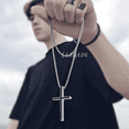 thumbnail image 4 of 2pz Dije De Cruz Hombre Y Pulsera ,joyeria Acero Inoxidable Xtellar plateado, 4 of 4