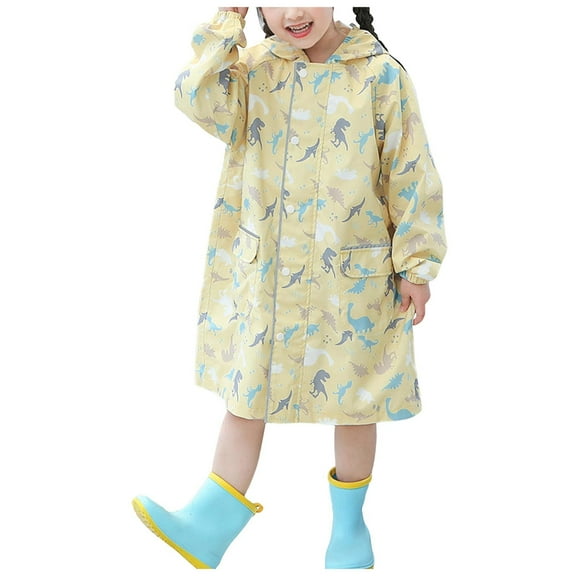 Gubotare Girls Rain Jacket Large Kids Raincoat with Hood, Toddler Lightweight Rain Jacket, Boy Girl Waterproof Rain Coat for Rain Day 2T 3T 4T 5T 6T 7T (Yellow,3-4 Years)