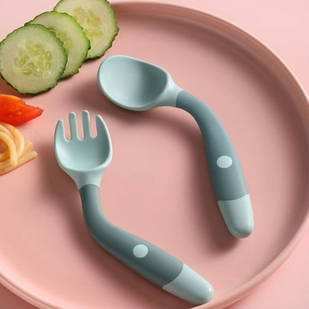 

Toddler Utensils Baby Spoons Angle Head Lightweight Holding Utensils For Baby Good Habit Eating Training