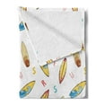 thumbnail image 2 of Surfboard Soft Flannel Fleece Blanket, Hand Drawn Sketch Style Longboard with Colorful Letters Hipster Nautical Holiday, Cozy Plush for Indoor and Outdoor Use, 50" x 70", Multicolor, by Ambesonne, 2 of 5