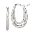 thumbnail image 3 of 925 Sterling Silver Textured Rope Oval Hoop Earrings, 3 of 3