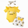 thumbnail image 4 of UAYOTSE Baby Girl Summer Clothes 3 6 12 18 24 Months 2T 3T Outfits Ruffle Ribbed Romper Tops Floral Shorts Set + Headband,Sizes 9-12 Months, 4 of 4