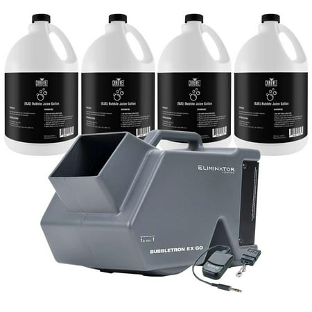 ADJ Bubbletron Go Battery Powered Rechargeable Bubble Machine & 4 Gallons of Fluid Package