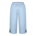thumbnail image 5 of Ladies Cropped Trousers,Elasticated Waist Capri Pants for Women,Casual Plain Drawstring Loose Summer Trousers with Pockets Lightweight Straight Leg 3/4 Lounge Pants, 5 of 6