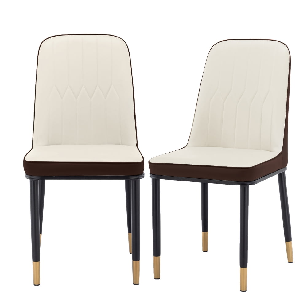 Dining Chair Set of 2,Modern PU Leather Kitchen Chair with Iron Metal