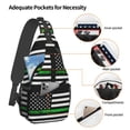 thumbnail image 3 of Men Women Thin Green Line America Flag Sling Crossbody Chest Bag Backpack with Convertible Shoulder Strap, 3 of 6
