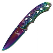 8" Tactical Sharp Knife with Strap Holder Rainbow