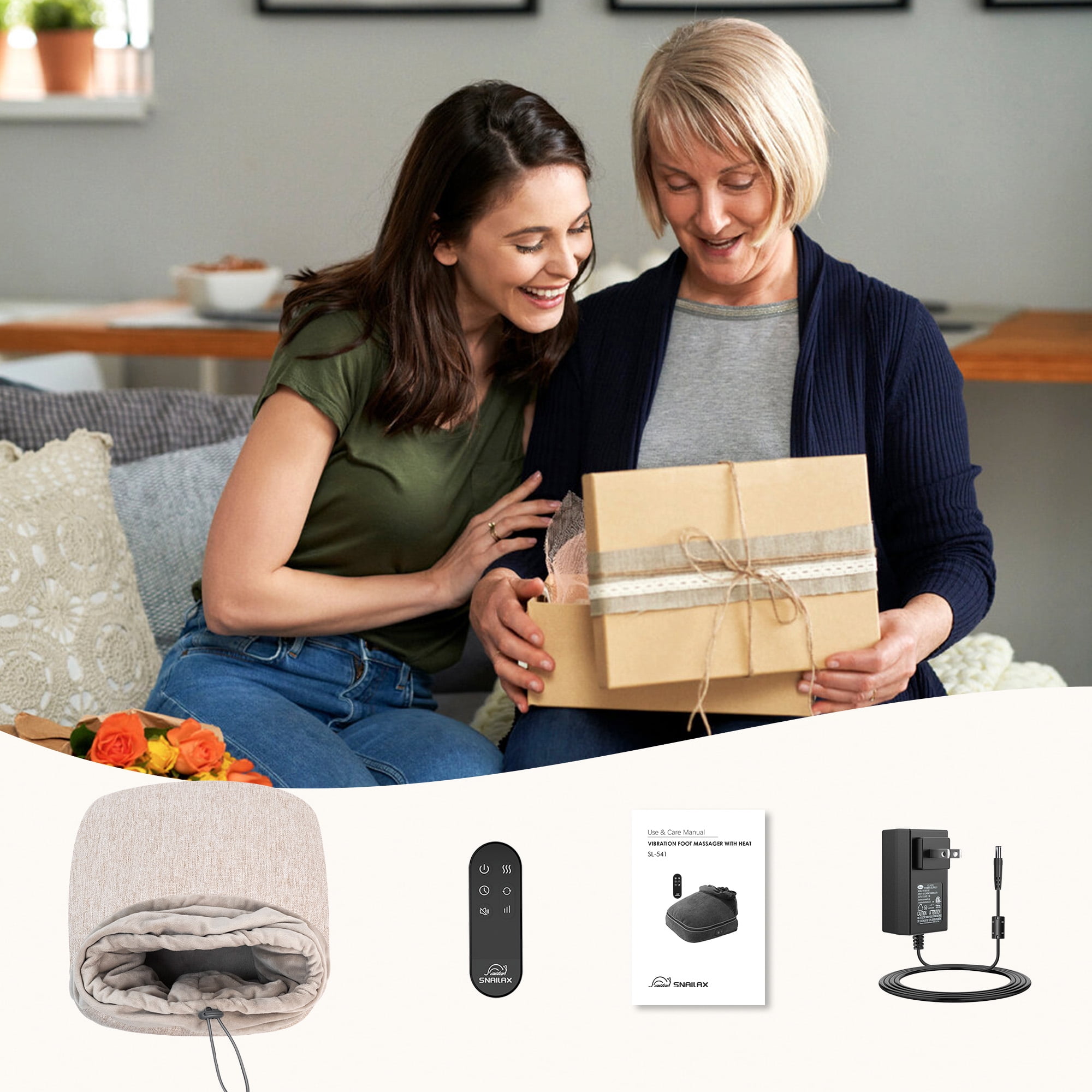 Vibration Foot Massager with Heat, Snailax foot Warmer with App Control, Gifts