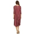 thumbnail image 3 of Women's Loose Fit Scoop Neck 3/4 Sleeve Polka Dot Patterned A-Line Midi Dress, 3 of 4
