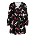 thumbnail image 4 of Yuyamidu Pink Ribbon Long Sleeve Women Dresses Formal Occasion Dress Size 2XL Soft Midi Dresses Holiday Elastic Waist Swing Dress for Girls, Breast Cancer Awareness, 4 of 7