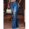 thumbnail image 2 of Aprpith Women's Destroyed Flare Jeans Stretch Vintage Revival Wide Leg Trousers for Street Style Regular Sizes, 2 of 5