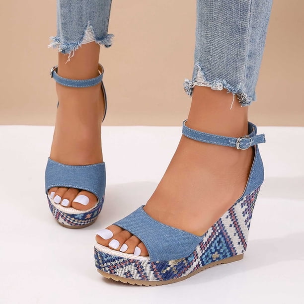 MKLEKYY Sandalias Cómodas de Verano para Mujer, Sandalias de Cuña Con Plataforma y Boca de Pez, Zapatos Cómodos Con Temperamento