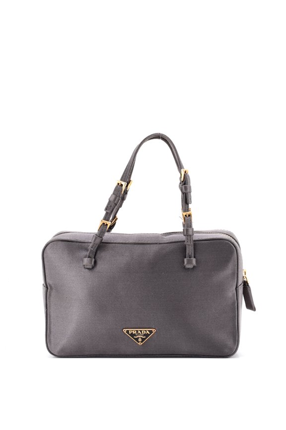 Pre-Owned Triangle Logo Cerniera Top Handle Bag Satin By Rebag