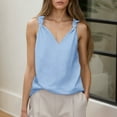 thumbnail image 2 of Gyexs Womens Summer Tank Tops Casual V Neck Knotted Sleeveless Cami Blouses Fashion Cute Shirts Beach Vacation 2025 Trendy Clothes Top (Blue, S), 2 of 4