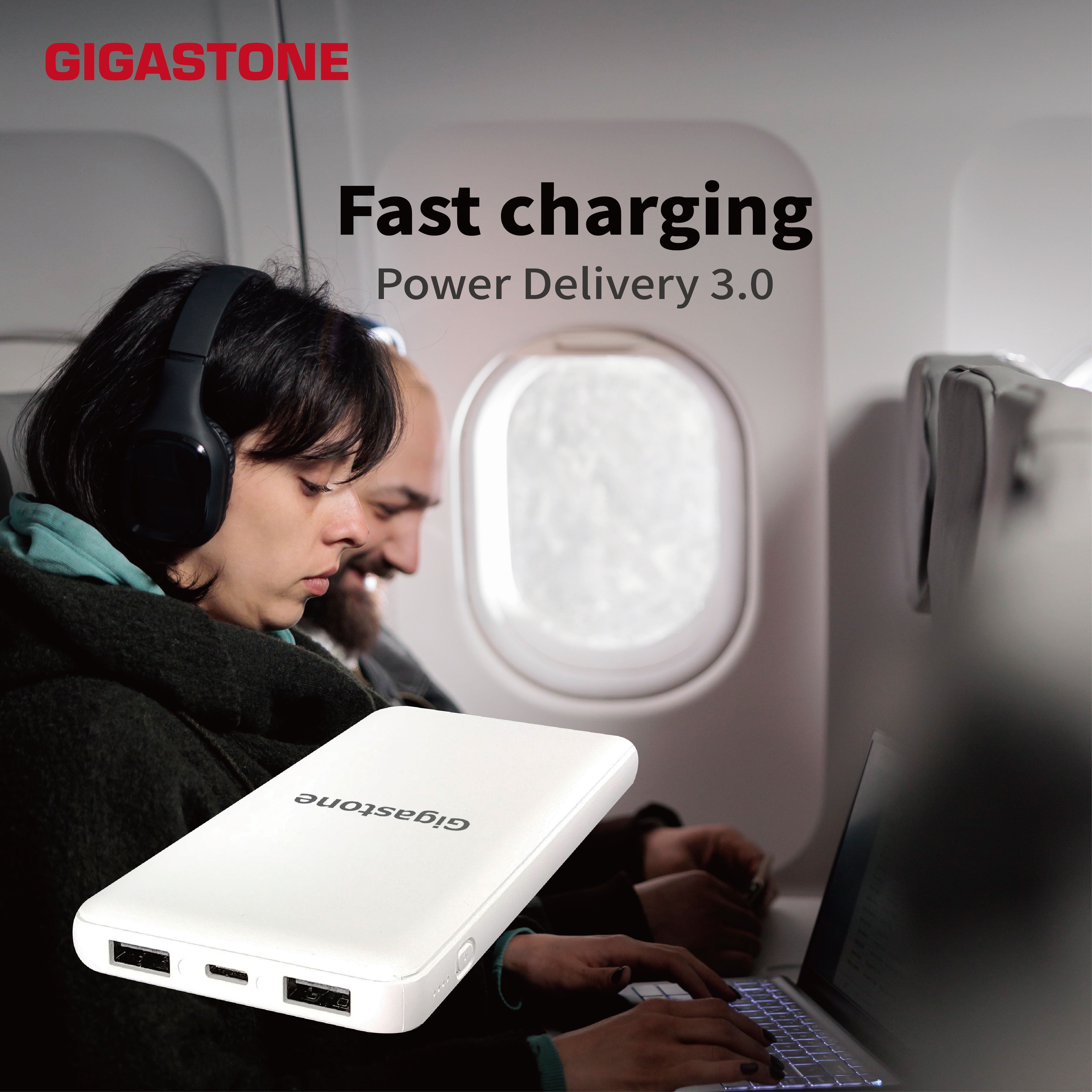 Gigastone Dual Output Powerbank 10,000 mAh Battery charger White, Fast Charge Compatible with Apple iPhone Xs/XS MAX Nintendo Switch iPad - 2 Pack