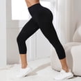 thumbnail image 7 of felwors Women's Capri Textured Leggings High Waist Tummy Control Yoga Pants Navy for Size L, 7 of 7
