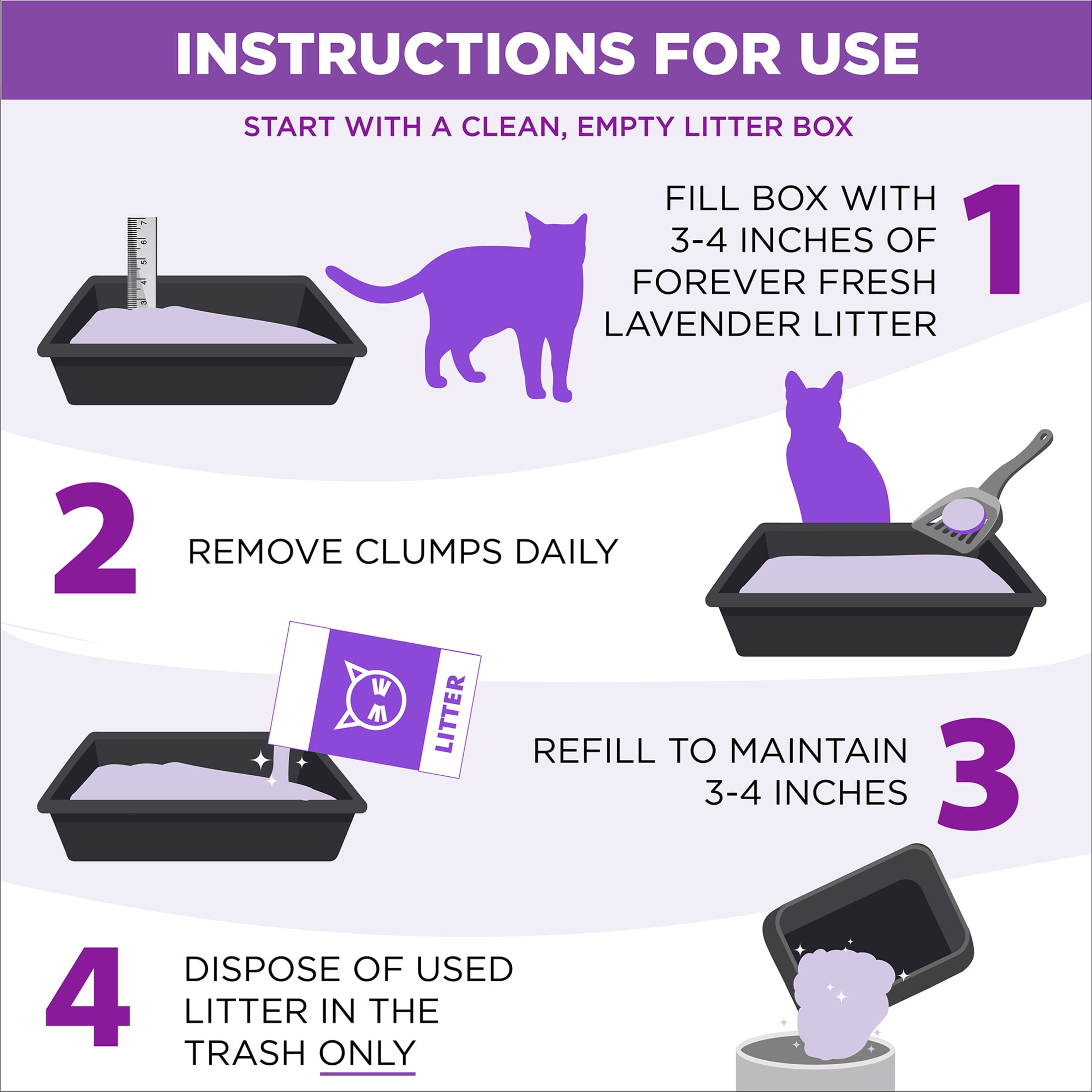 (4 pack) ARM & HAMMER Forever Fresh Clumping Cat Litter, Lavender Essential Oils, Multi-Cat, 20 lb