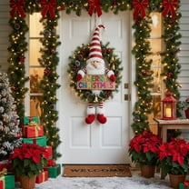 Seyotauo Christmas Door Cover Decoration Front Door Backdrop Window Cover House Santa Elves Christmas Outdoor Sign for Home Wall Indoor Party Decorations 35 X 72 Inch