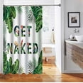 thumbnail image 4 of Get Naked Shower Curtain, Green Tropical Plants Jungle Monstera Palm Leaf Botanical Floral Bird Flamingo Modern Bathroom Decor, Waterproof Polyester White Fabric Shower Curtain, 72 X 72 Inch, 4 of 5