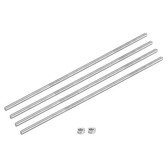 Fully Threaded Rod M5 x 250mm 0.8mm Pitch 304 Stainless Steel Right Hands 4pcs