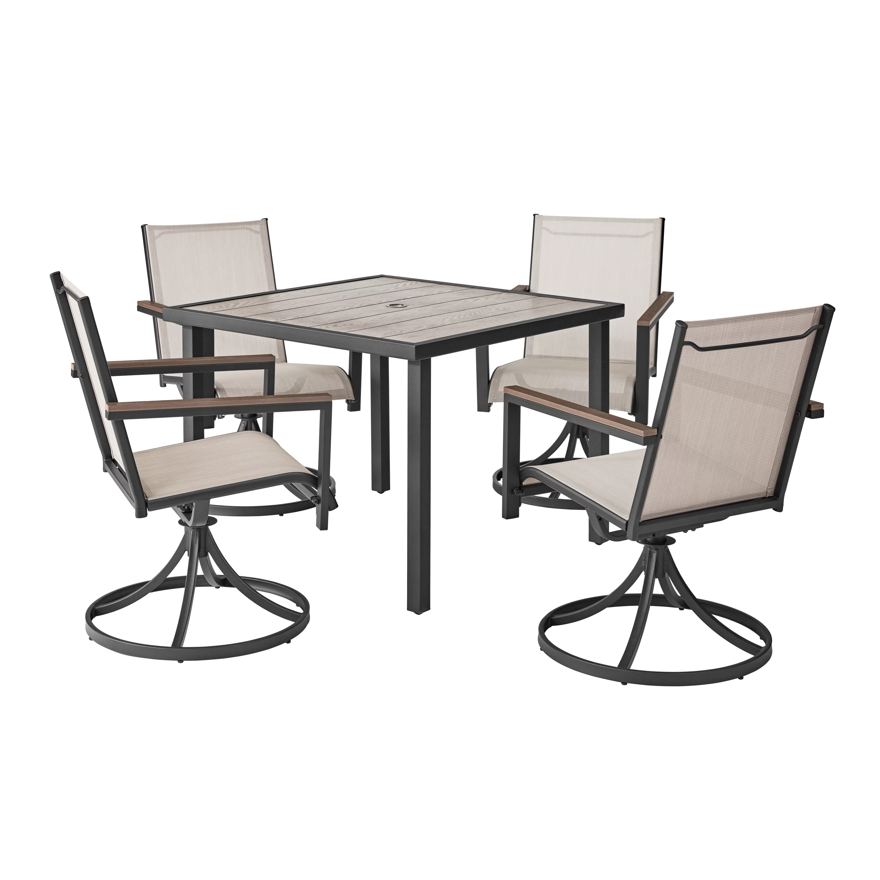 Better Homes & Gardens Brees 5 Piece Sling Swivel Dining Set, Brown
