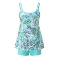 thumbnail image 4 of Tankini Swimsuits for Women Loose Floral Printed Modest Two Piece Bathing Suits Swim Tank Top with Boyshorts Light Blue XL, 4 of 6