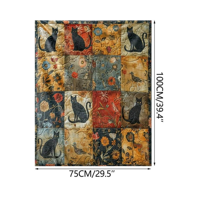 Black Cat Blanket Patterns Flower and Cats Flannel Blacks Blanket