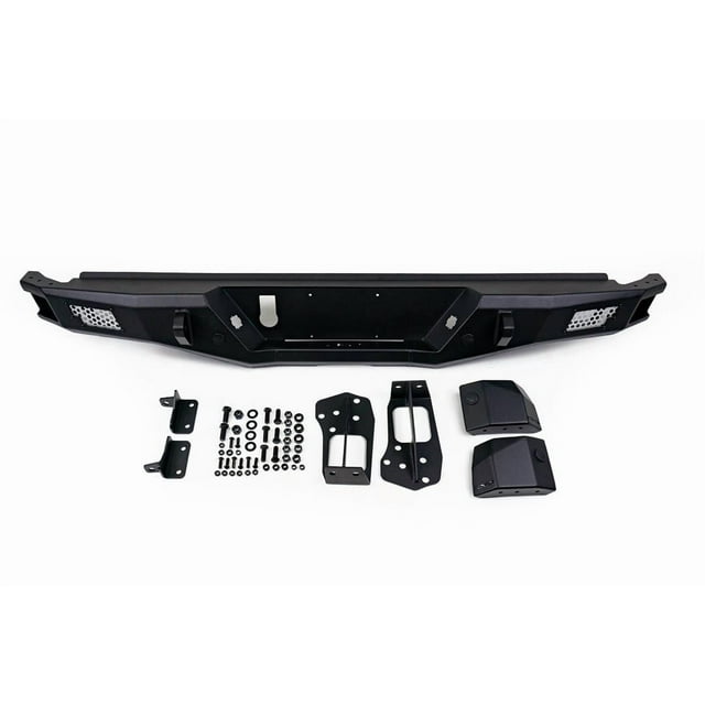 Fits 2016-2023 Toyota Tacoma DV8 Offroad Bumper RBTT1-04 MTO Series; Modular Design; High Clearance; Direct Fit; Mounting Hardware Included; With 2 D-Ring Shackles; With Two 3 Inch Light Pod Cutouts