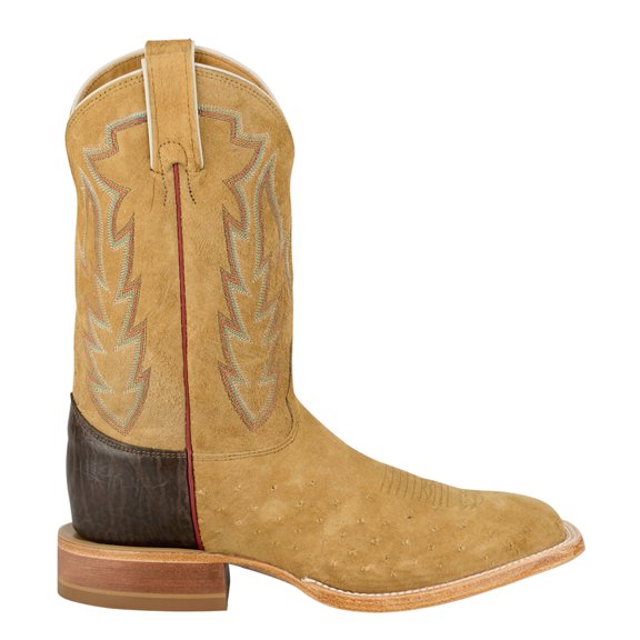 Justin Boots Mens Quincy 11 Inch Sueded Ostrich Embroidered Square Toe Pull