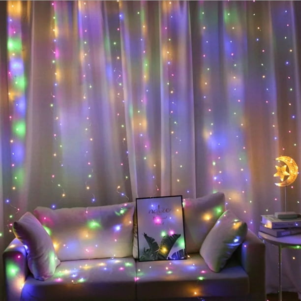 300 luces LED para cortina de dormitorio, luces de cadena alimentadas por USB con control remoto, luces de hadas impermeables para ventana para fiesta de Navidad, boda, hogar, jardín, decoración de pared Ormromra ZJWJ826-3