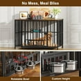 thumbnail image 4 of POAO 43" Dog Crate Furniture Foldable for Large Dogs (60-80 lbs), No Assembly Dog Kennel Indoor,Wooden Dog Cage with Adjustable Bowls &Name Tag, 4 of 7