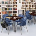 thumbnail image 2 of Regency Kee 36 in. Square Mobile Adjustable Classroom Table- Mahogany & 4 Andy 18 in. Stack Chairs- Blue & Grey Base, 2 of 7