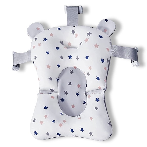 Asiento de baño para bebé Alfombrilla de soporte de seguridad Red de malla Lavable Transpirable Suave Ducha para niños pequeños Cojín para el cuerpo Cojín con correas Estrella blanca Methold BA000371-03