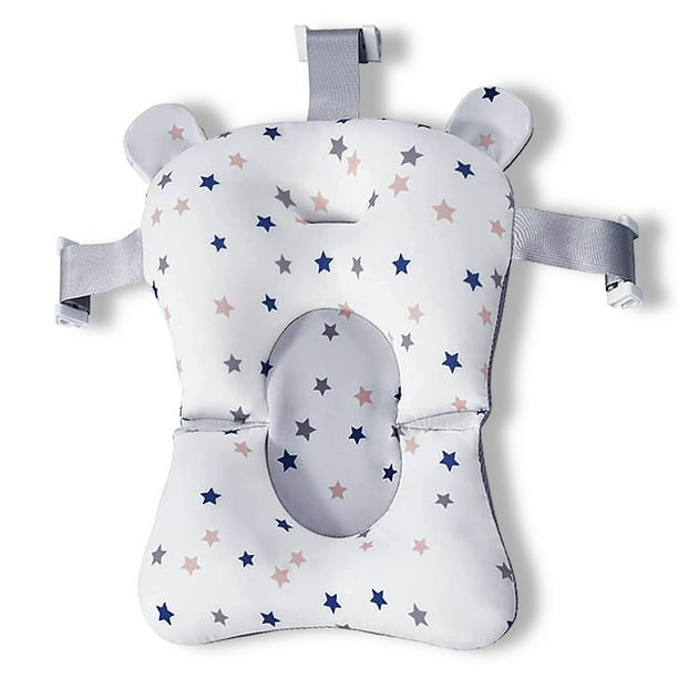 Asiento de baño para bebé Alfombrilla de soporte de seguridad Red de malla Lavable Transpirable Suave Ducha para niños pequeños Cojín para el cuerpo Cojín con correas Estrella blanca Advancent BA000371-03