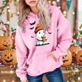 thumbnail image 2 of Staki Kids Girl Hooded Sweatshirt Graphic Letter Print Halloween Shirt Long Sleeve Pullover Tops(Pink,4-5 Years), 2 of 6