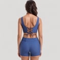 thumbnail image 5 of Women's Twist Front Bikini Top and High Waist Swim Shorts Set with Supportive Wide Straps and Soft Stretch Fit - Small, Blue, 5 of 7