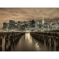 thumbnail image 2 of Frank, Assaf 14x12 Gold Ornate Wood Framed with Double Matting Museum Art Print Titled - Manhattan skyline with rows of groynes in foreground, New York, 2 of 4