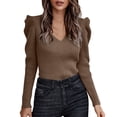 thumbnail image 1 of Gibobby Sueter para mujer Suéter De Manga Larga De Punto Con Cuello En V De Color Sólido De Otoño E Invierno Para Mujer(I,M), 1 of 5