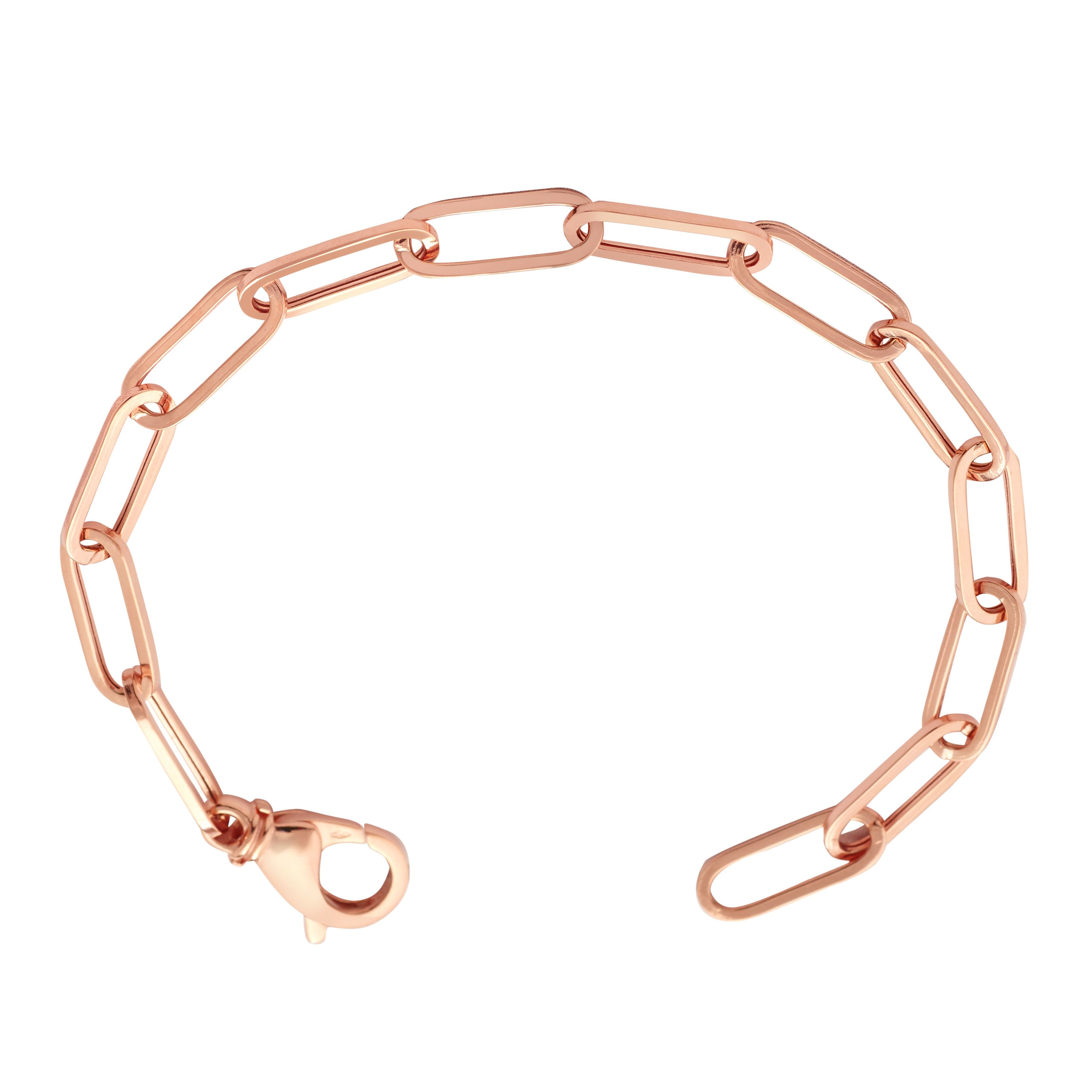 LoveBling 14k Rose Gold 5mm Paper Clip Link Bracelet (8")