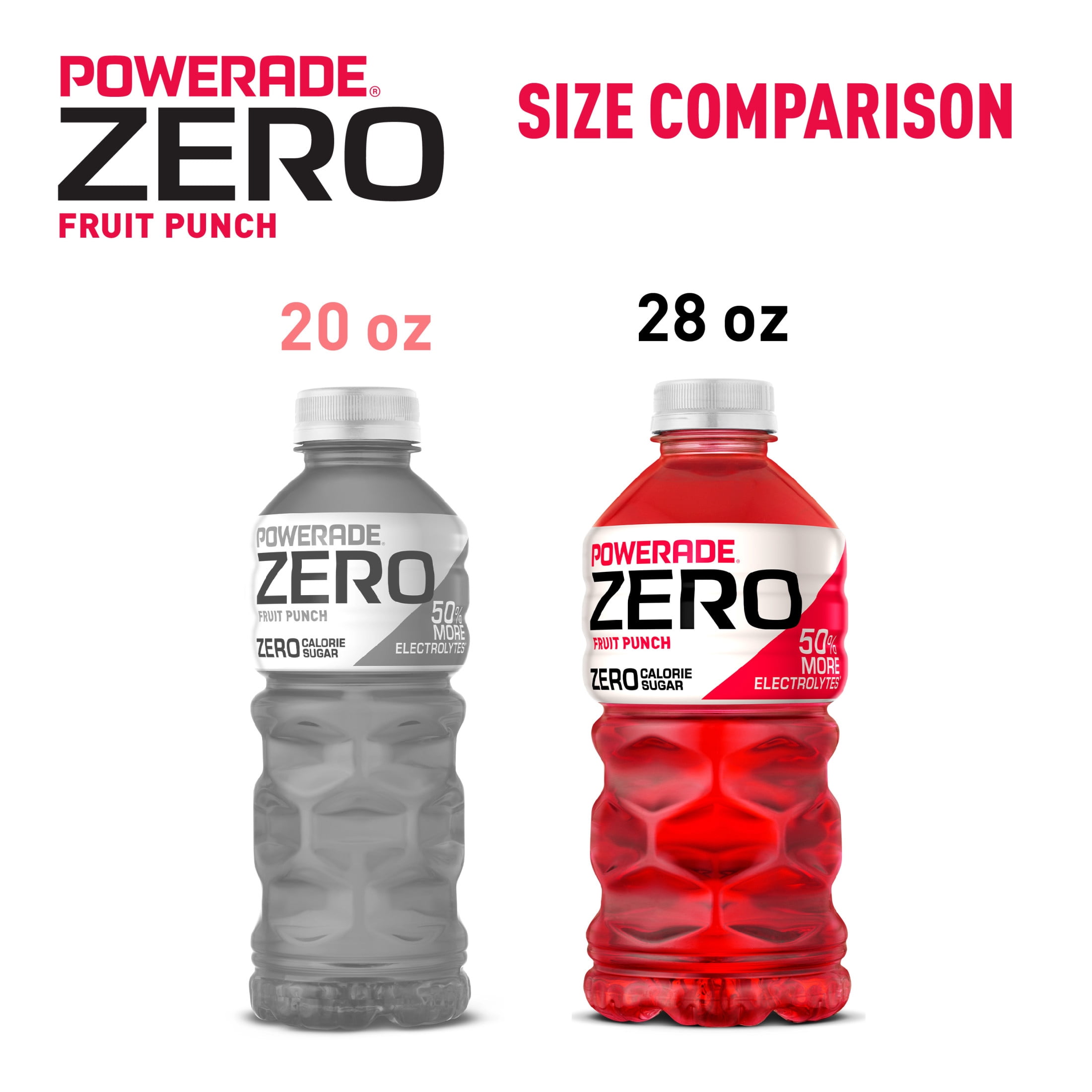(8 pack) POWERADE Zero Sugar Fruit Punch Electrolyte Sports Drink Bottle, 28 fl oz