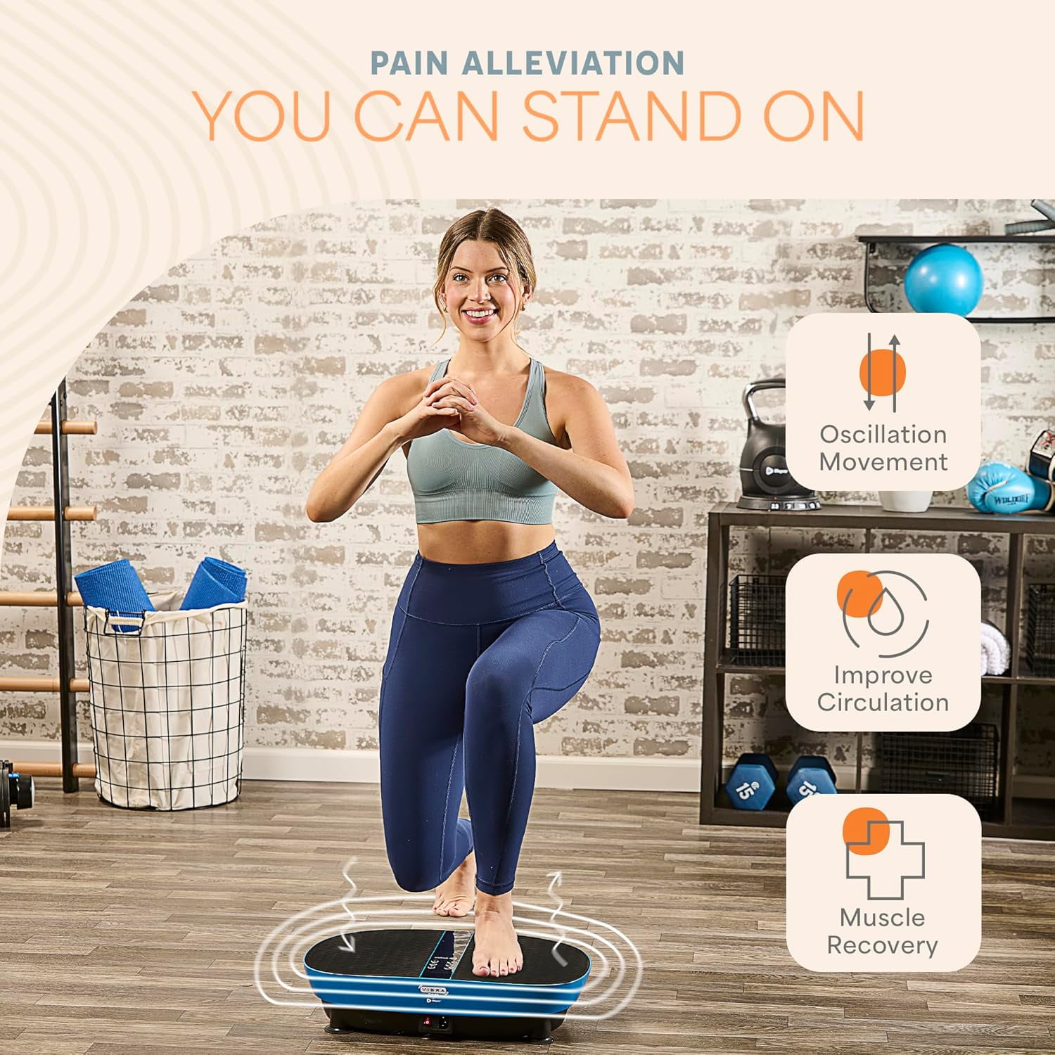 Lifepro VibraPulse Vibration Plate Exercise Machine – Compact Vibrating Plate for Lymphatic Drainage, Balance, Flexibility & Home Workouts - Blue