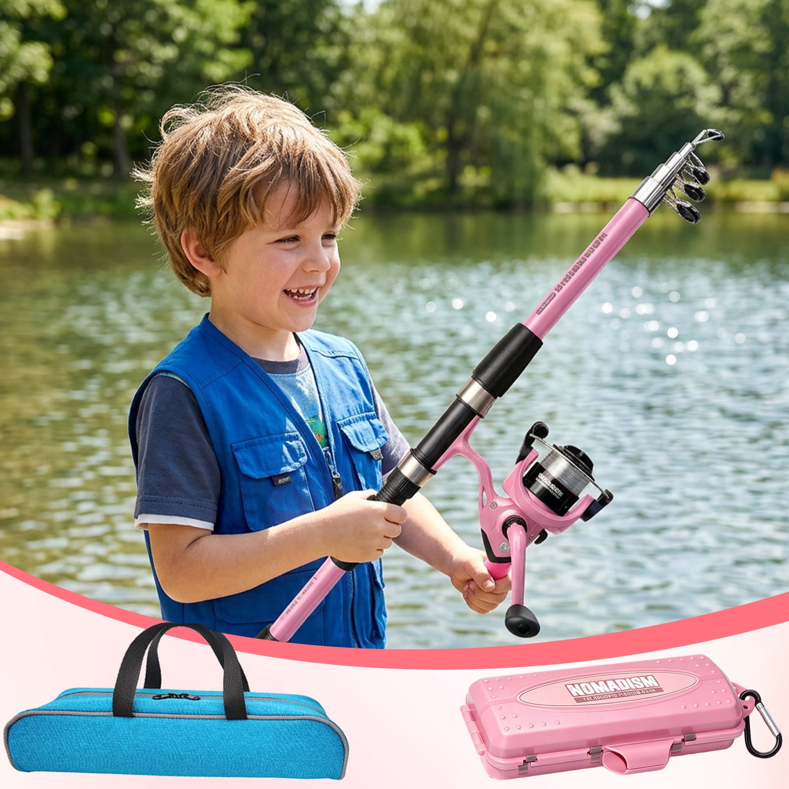 iFaveorr 65 inch Fishing Rod and Reel Combos, Fishing Rod with EVA Material Grip, Telescopic Fishing Gear with Reel Combo Kit with Tackle Box Fishing Line, Gift for Kids and Fishing Beginner