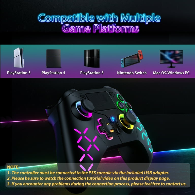 Gamrombo Wireless Controller, RGB Lights, Bluetooth P5, P4