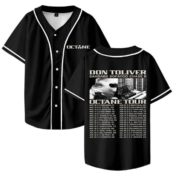 Don Toliver Octane Tour 2026 Merch Baseball Jersey Shirt V-Neck Women Men Short Sleeve Streetwear Clothes