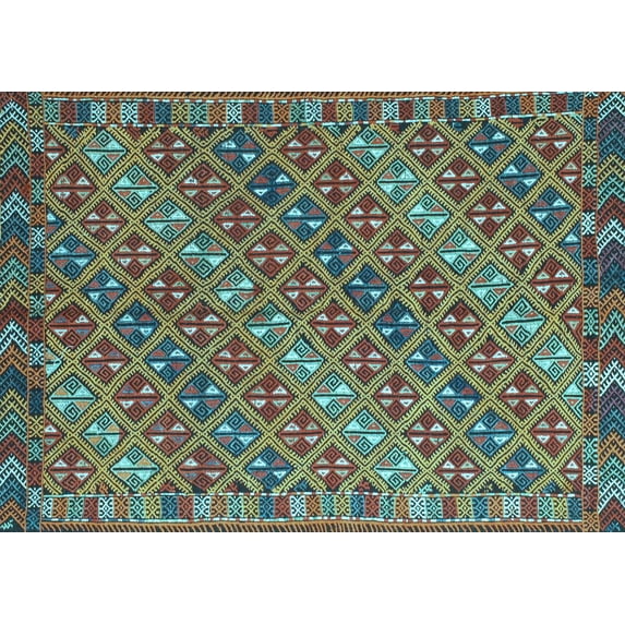 Ahgly Company Indoor Rectangle Oriental Light Blue Traditional Area Rugs, 7' x 9'