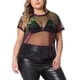 thumbnail image 1 of Blusa de fiesta para mujer de tallas grandes Agnes Orinda, transparente de malla holográfica, 4X, púrpura y verde, 1 of 6