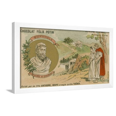 Sophocles, Greek Playwright, and a Scene from His Play Oedipus at Colonus Framed Print Wall
