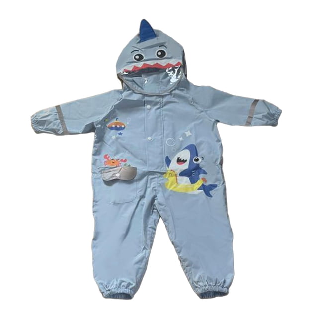 Traje de lluvia para niños, sudadera con capucha impermeable chaqueta de lluvia con cremallera linda ropa impermeable para acampar SG