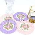 thumbnail image 3 of 6 Pcs 4.7" Fabric Coasters,Happon Fabric Crochet Coasters, Round Lace Embroidery Cup Mat with Floral Pattern for Wedding Party Decoration, 3 of 6